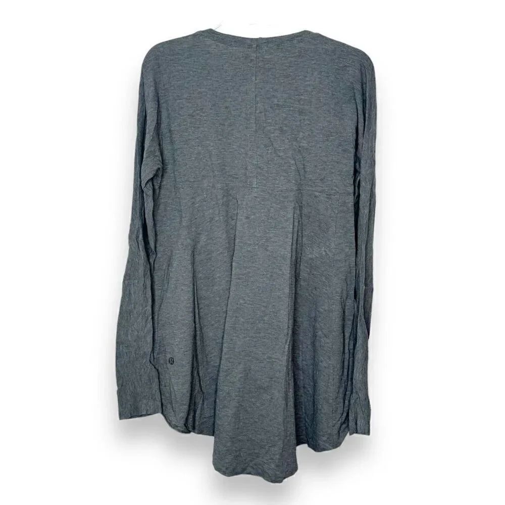 Lululemon Acadia Heathered Pitch Grey High-Low Long Sleeve T-Shirt Womens Size 6 - Picture 3 of 7